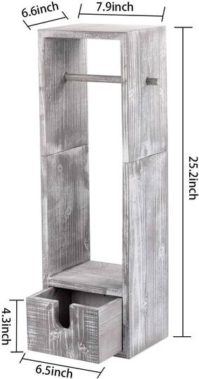 Rustic White Toilet Paper Dispenser with Storage & Drawer
